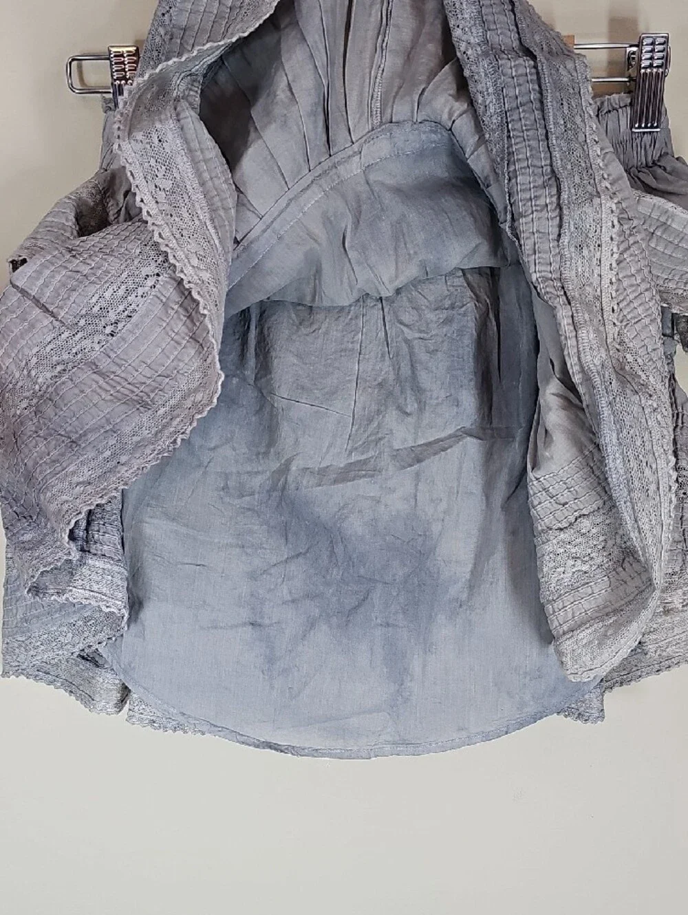 NWT LoveShackFancy Ruffle Mini Skirt S Washed Denim Cottagecore Coquette Boho